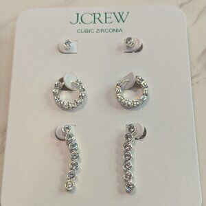 J.Crew Dainty Cubic Zirconia Earrings Set-of-Three
